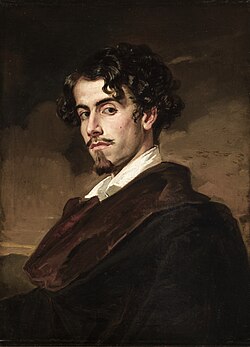 Gustavo Adolfo Bécquer, en un cuadro de su chirmano Valeriano Bécquer.