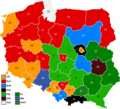 Det mørkeblå feltet merket som nr. 10 viser den geografiske plassering av den tyske minoritetslisten ved valget i 1991.