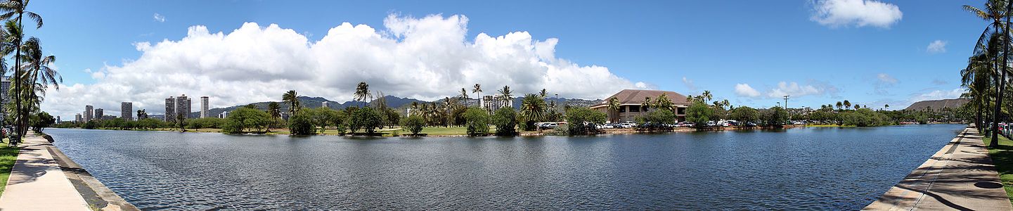 Panoramic view of the Ala Wai Canal