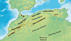 A map of northern Algeria showing the location of the Hautes Plaines