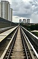 Stretch of straight tracks from Surian MRT station towards Kota Damansara MRT station.