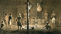 Ein Bilianfest der Dayak von Sungie Pattay im Jahre 1846