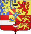 Armes alternative parfois utilisées par Frédéric-Henri, Guillaume II et Guillaume III, princes d'Orange, indiquant le comté de Moers en haut au centre plutôt que de Veere[7].