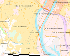 Mapa obce La Mulatière