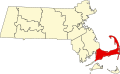 Harta statului (Commonwealth of) Massachusetts prezentând comitatul Barnstable