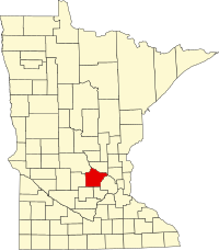 Locatie van Wright County in Minnesota