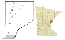 Location of the city of Rutledge within Pine County, Minnesota