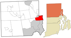 Location within Providence County and the state of Rhode Island