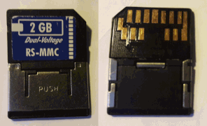 RS‑MMC DV (Standard MMS 4.x, 2 GB) mit Adapter