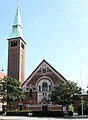 Kampanilelignende tårn på Sions Kirke, Østerbro, København.