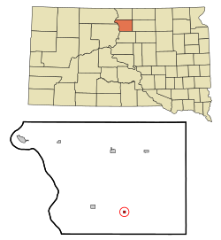 Location in Walworth County and the state of South Dakota