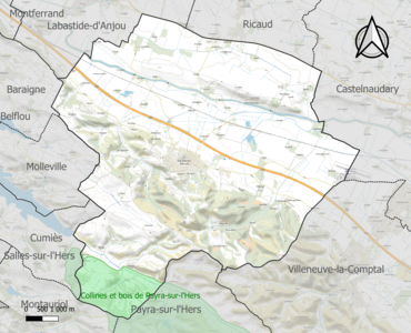 Carte de la ZNIEFF de type 1 sur la commune.