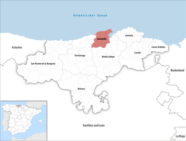Die Lage des Gerichtsbezirk Santander in der autonomen Gemeinschaft Kantabrien