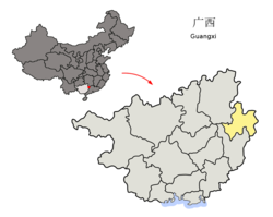 Localização de Hezhou em Quancim e na China