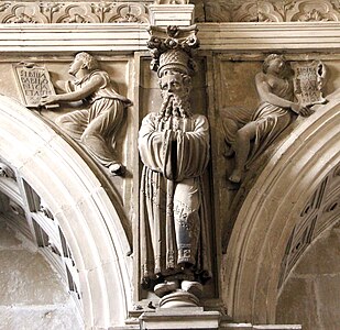 Moïse (?) entouré de la sibylle de Babylone et de la sibylle de Cumes. Sacristie de l'église du Salvador.