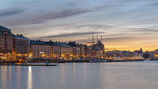 Skeppsbron, vue depuis Södermalm. Stockholm, Suède.