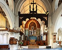 St Andrew's Church, Fulham, London. This is the rood screen, designed by Sir Aston Webb.