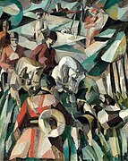 Albert Gleizes, 1911, La Chasse (The Hunt), oil on canvas, 123.2 x 99 cm. Exhibited at the 1911 Salon d'Automne and Salon de la Section d'Or, Paris, 1912 – Cubism