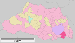 Location of Kawaguchi in Saitama Prefecture