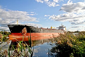 A freighter in Transit through the Kiel Canal