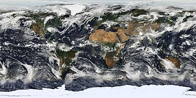 Imatge per satèl·lit de la nuvolositat basada en observacions de la NASA l'11 de juliol de 2005.