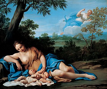 Naissance d’Apollon et d’Artémis par Marcantonio Franceschini (vers 1692-1709).