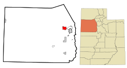 Location in Tooele County and the state of Utah