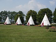 Major Marcus Reno and his battalion encountered over a thousand of these tacky “tee-pees" as they approached the Indian village. ($26 per night, TV, telephone and air conditioning in every room: Sorry, no pets.)