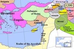 Map of Anatolia (grey) and surrounding in AD 1200