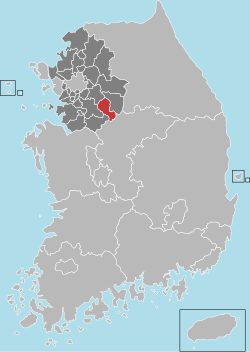 利川市在韓國及京畿道的位置