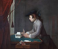 Jean-Siméon Chardin, Le Faiseur de Châteaux de Cartes (Boy Building a House of Cards), 1735