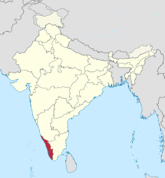 Localizacion de l'estat de Kerala en Índia