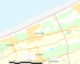 Mapa obce Bray-Dunes