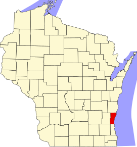 Localizare Comitatului Ozaukee în statul Wisconsin