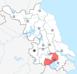 無錫市在江蘇省的地理位置