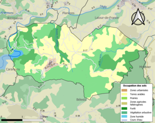 Carte en couleurs présentant l'occupation des sols.