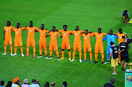 Die ivorische Nationalmannschaft vor Spielbeginn