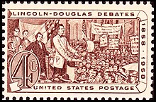 Znaczek pocztowy upamiętniający debaty Lincolna i Douglasa