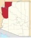 Harta statului Arizona indicând comitatul Mohave