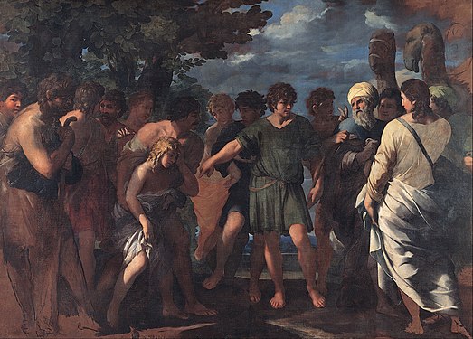 Giovanni Maria Bottalla: Joseph, verkauft von seinen Brüdern (unvollendet), ca. 1636–1642, Öl auf Leinwand, 233 × 325 cm, Kapitolinische Museen, Rom