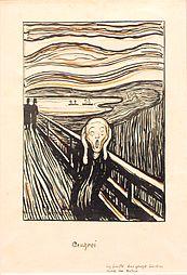 Munch gjentok «Skrik» (Geschrei) som litografi i 1895