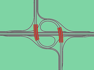 Zur Doppeltrompete umgebauter Kreisverkehr