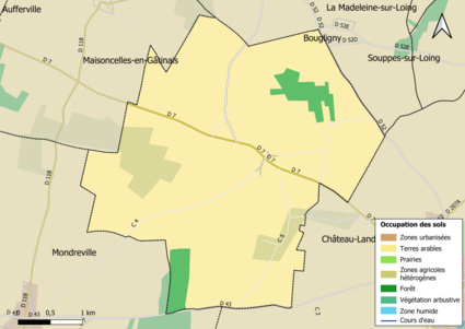 Carte des infrastructures et de l'occupation des sols en 2018 (CLC) de la commune.