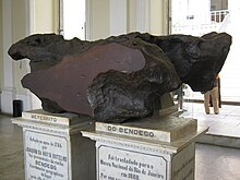 Meteorito do Bendegó, siderito descoberto na Bahia, em 1784.