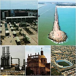 Top to the left: Downtown, Miramar Beach Breakwater, Francisco I. Madero Refinery, Sagrado Corazón de Jesús Church, Tamaulipas Stadium.