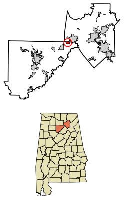 Location of Joppa in Cullman County and Marshall County, Alabama.