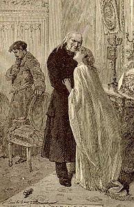 Jean Valjean et Cosette après le mariage de celle-ci. Illustration d'Émile Bayard.