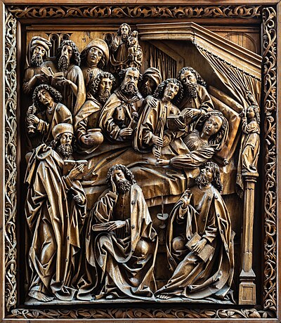 Wood carving of the death of Mary from the Kefermarkt altarpiece