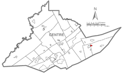 Location of Aaronsburg in Centre County