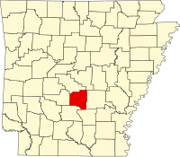 Locatie van Grant County in Arkansas